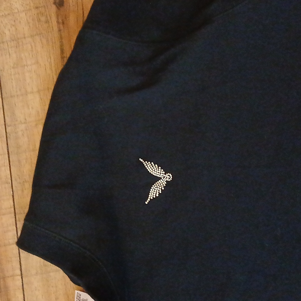 Victoria's Secret Angel Rhinestones Logo Women's Black Fleece Sweatshirt. Size M - Picture 16 of 17